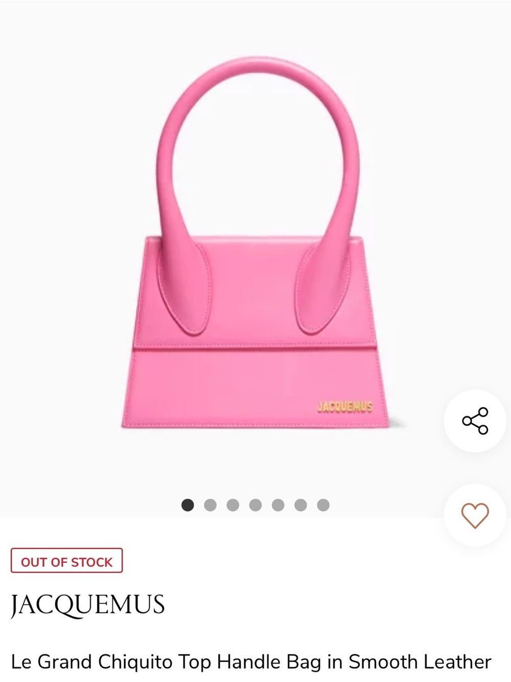 Jacquemus Le Grand Chiquito Top Handle Bag in Bright Pink